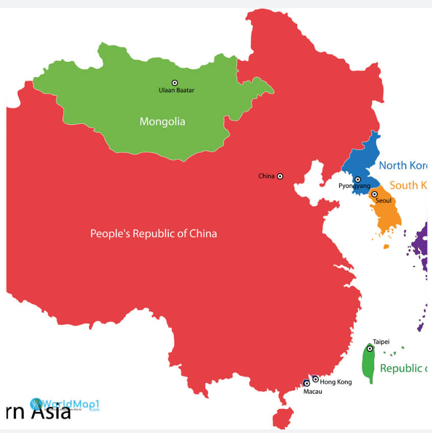 Carte Mongolie Chine et Taiwan